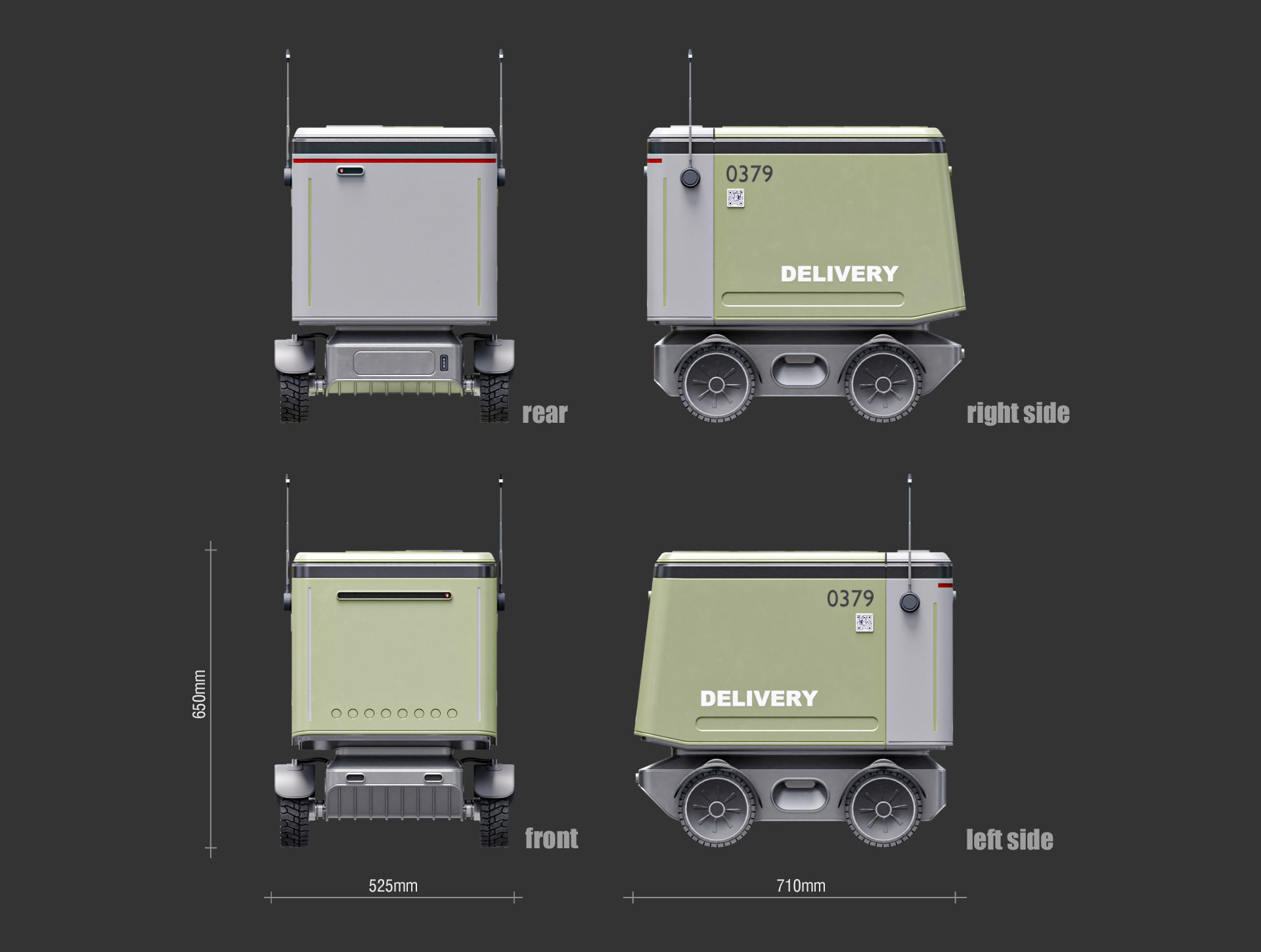 Delivery Robot V01 Low-poly 3D model_8