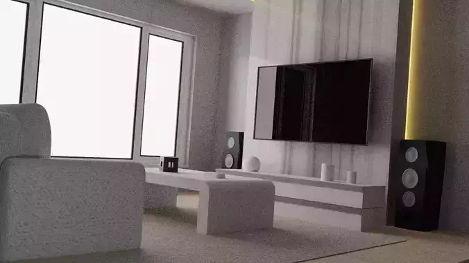 Living Room Scene Low-poly model