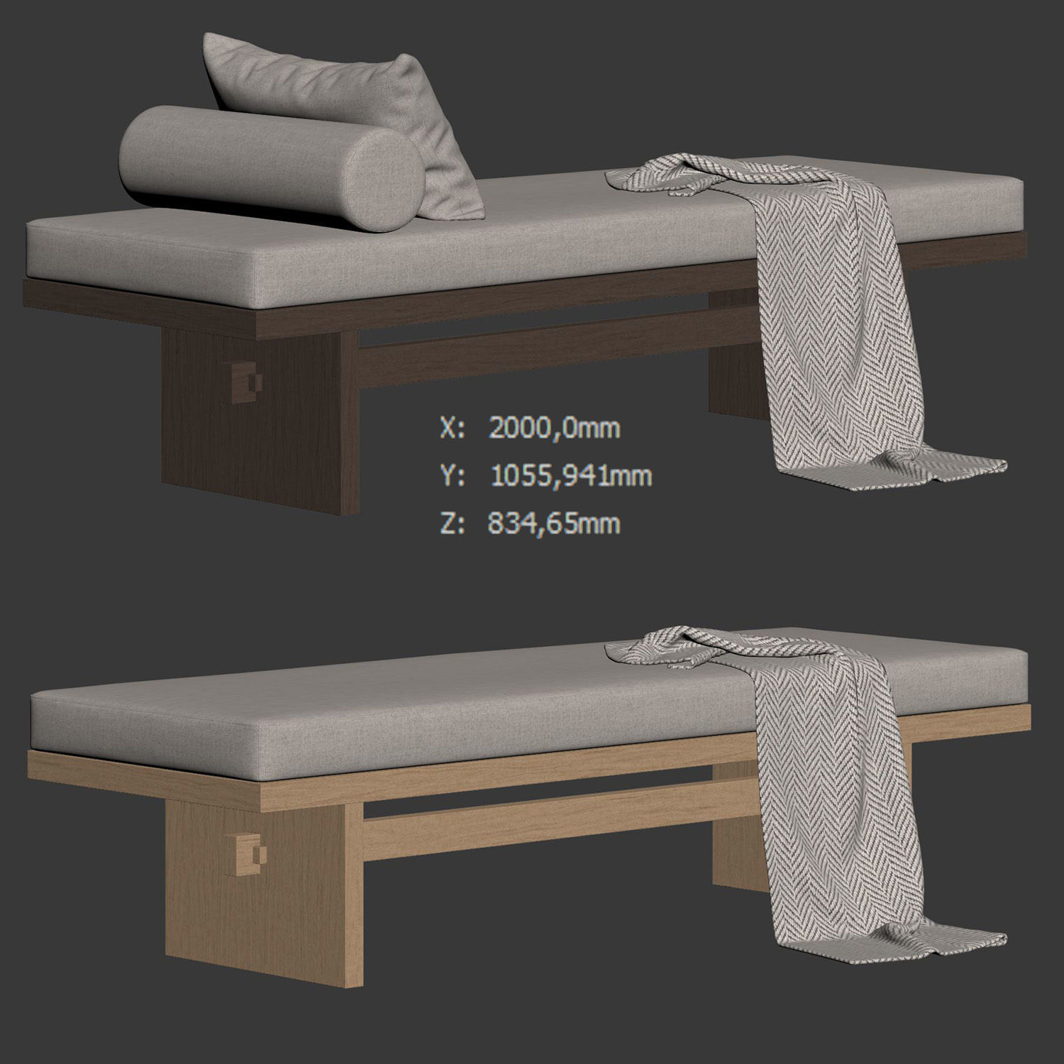 Kama Daybed and Lounge Chair by Ananas Design Crafts  3D model_6