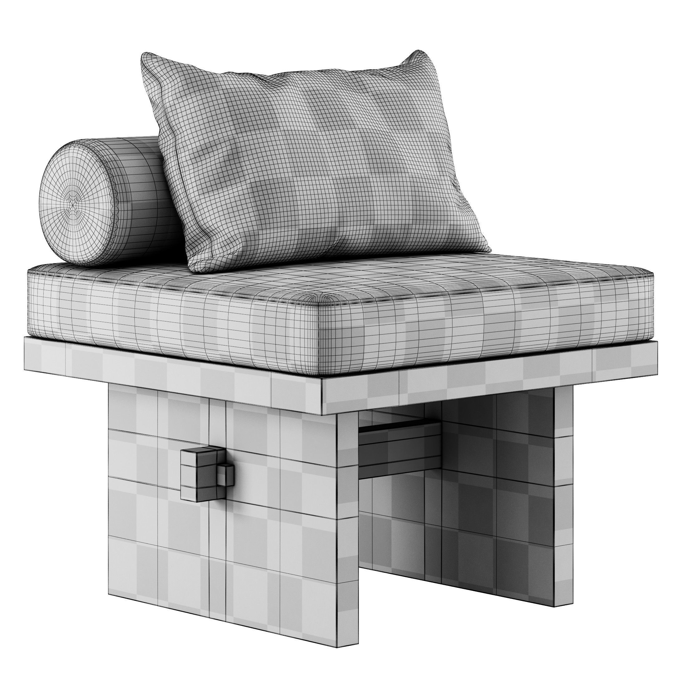 Kama Daybed and Lounge Chair by Ananas Design Crafts  3D model_5