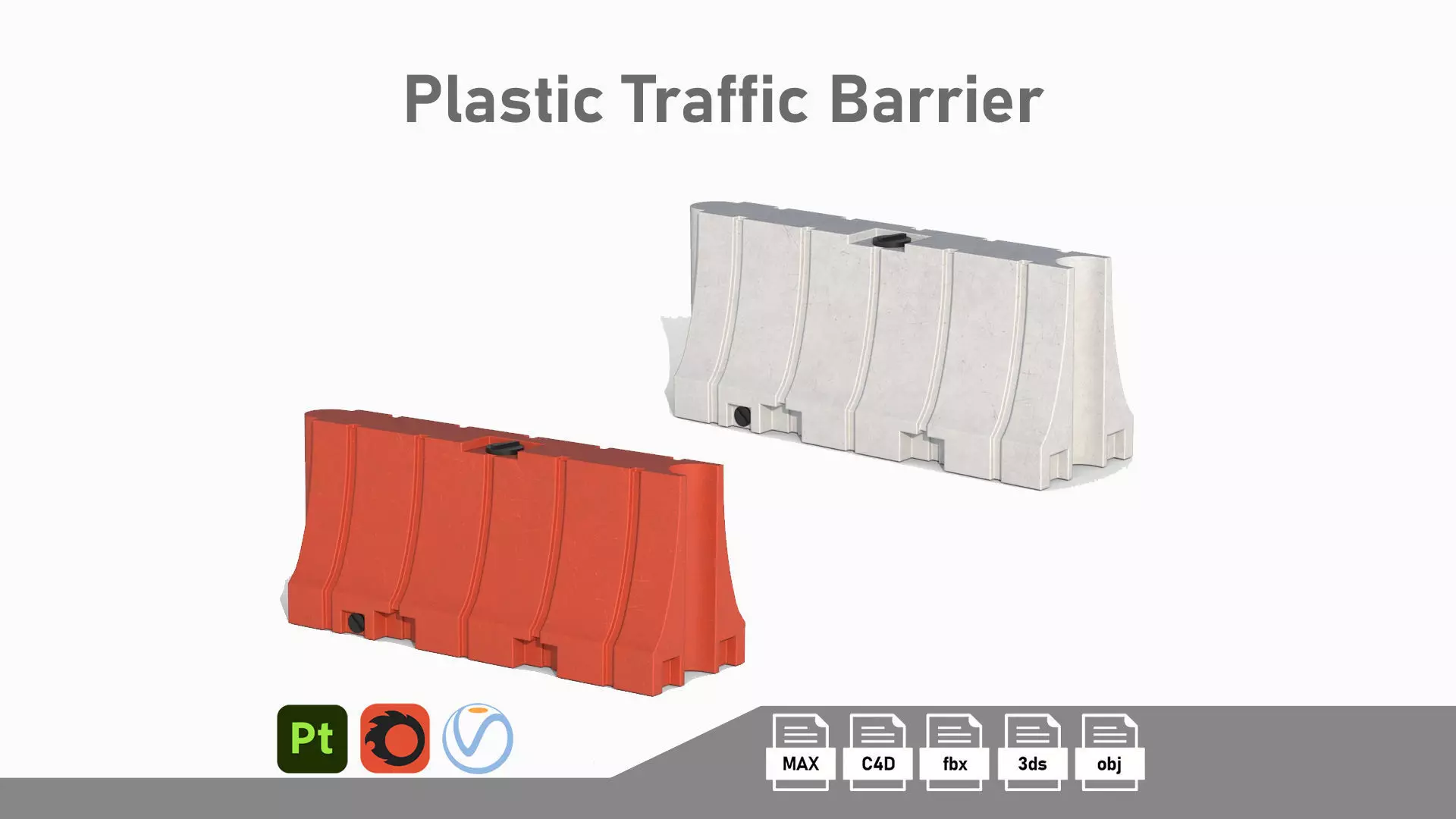 Plastic Traffic Barrier Low-poly 3D model_0