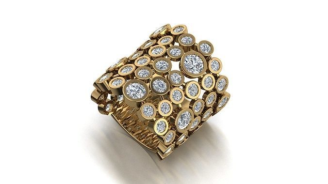 Cocktail ring diamond ring 3d model 3D print model