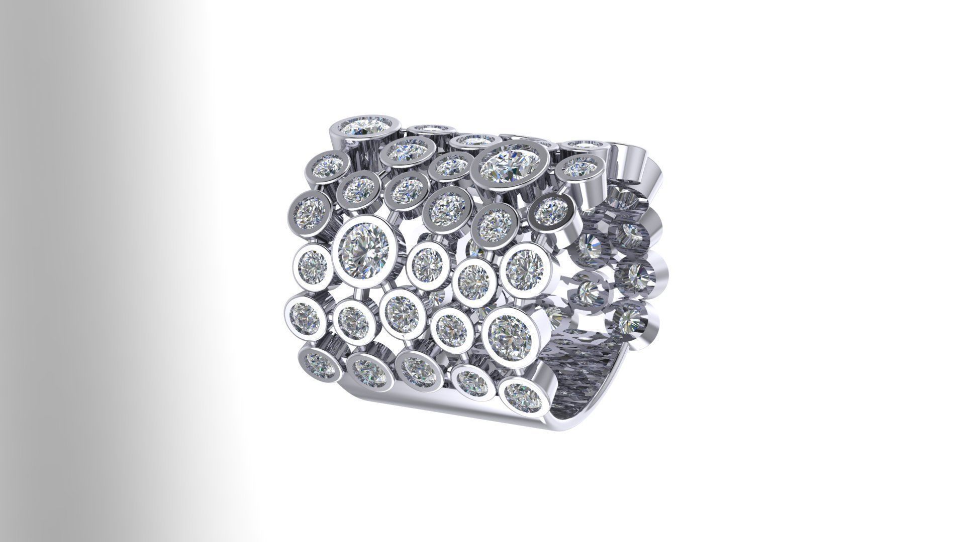 Cocktail ring diamond ring 3d model 3D print model_7