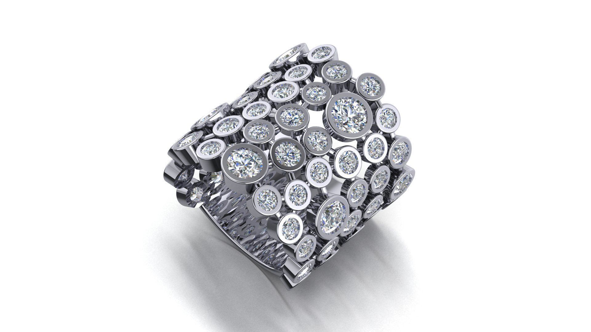 Cocktail ring diamond ring 3d model 3D print model_2