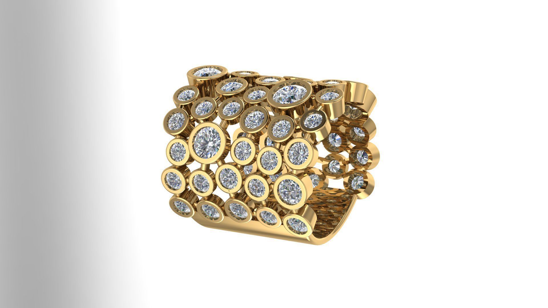 Cocktail ring diamond ring 3d model 3D print model_5