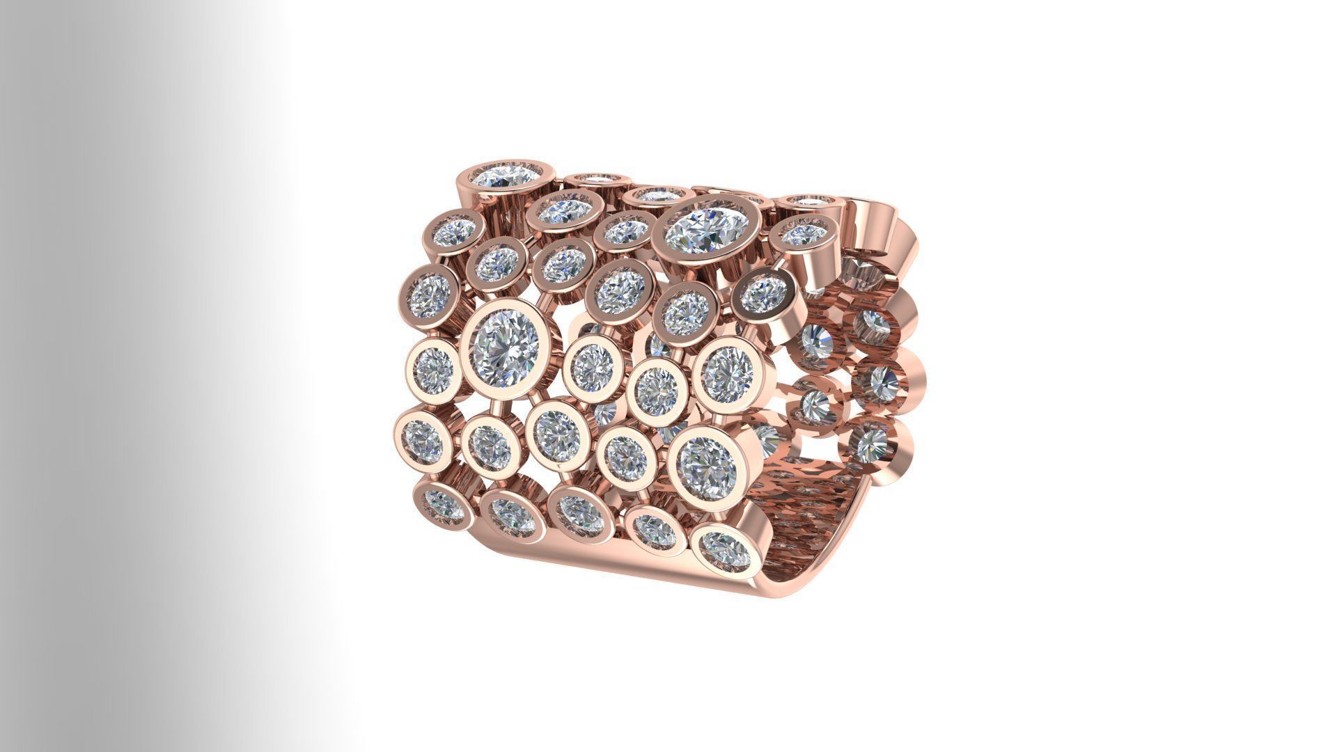 Cocktail ring diamond ring 3d model 3D print model_6