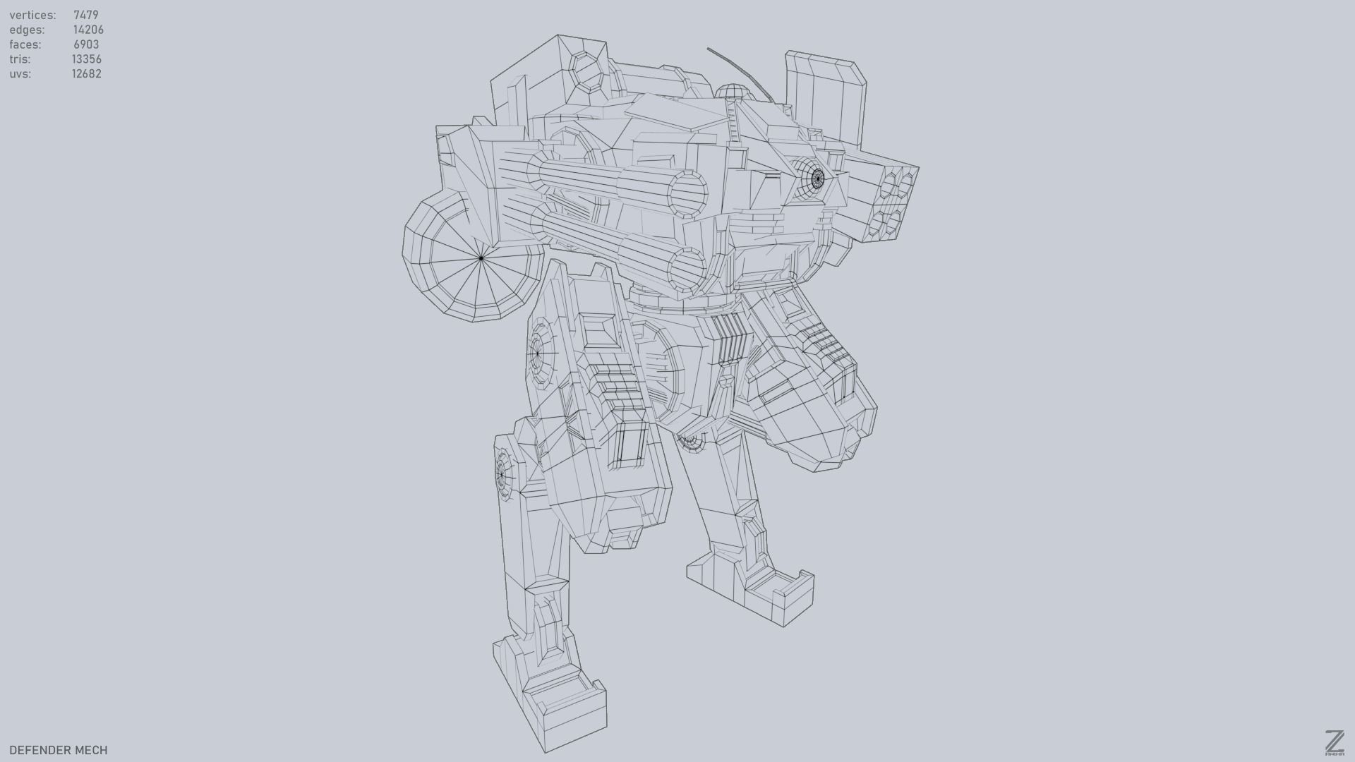 Defender Mech Low-poly 3D model_15