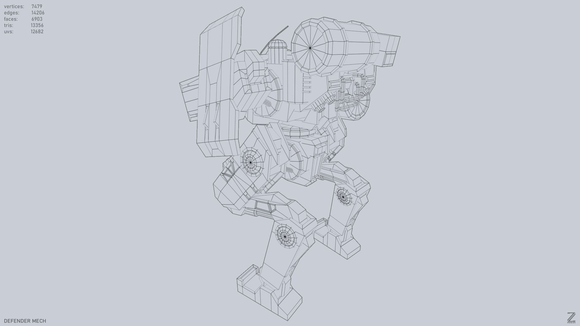Defender Mech Low-poly 3D model_11