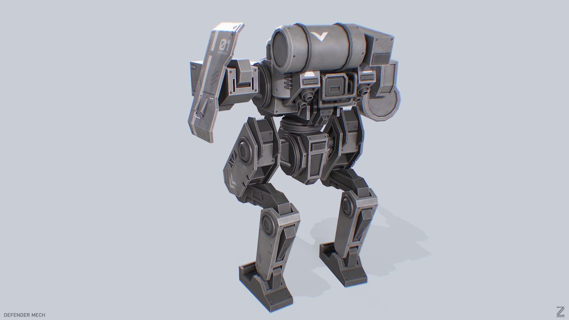 Defender Mech Low-poly 3D model_4