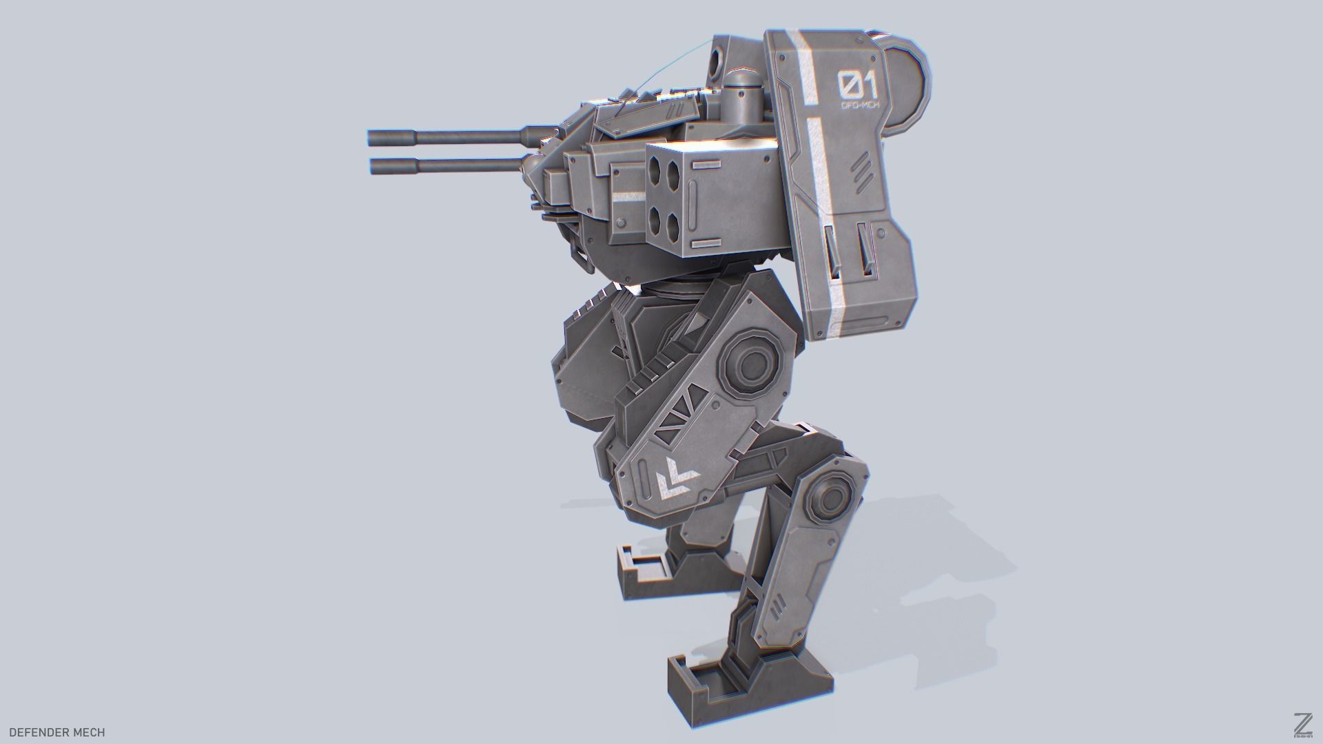 Defender Mech Low-poly 3D model_2