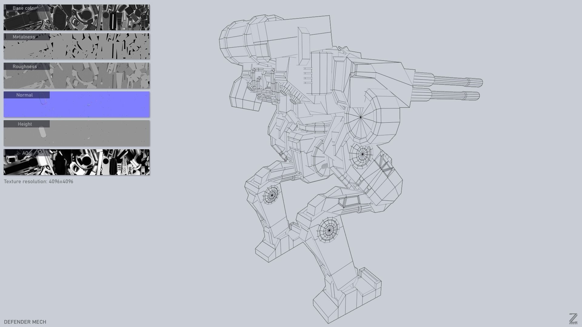 Defender Mech Low-poly 3D model_3