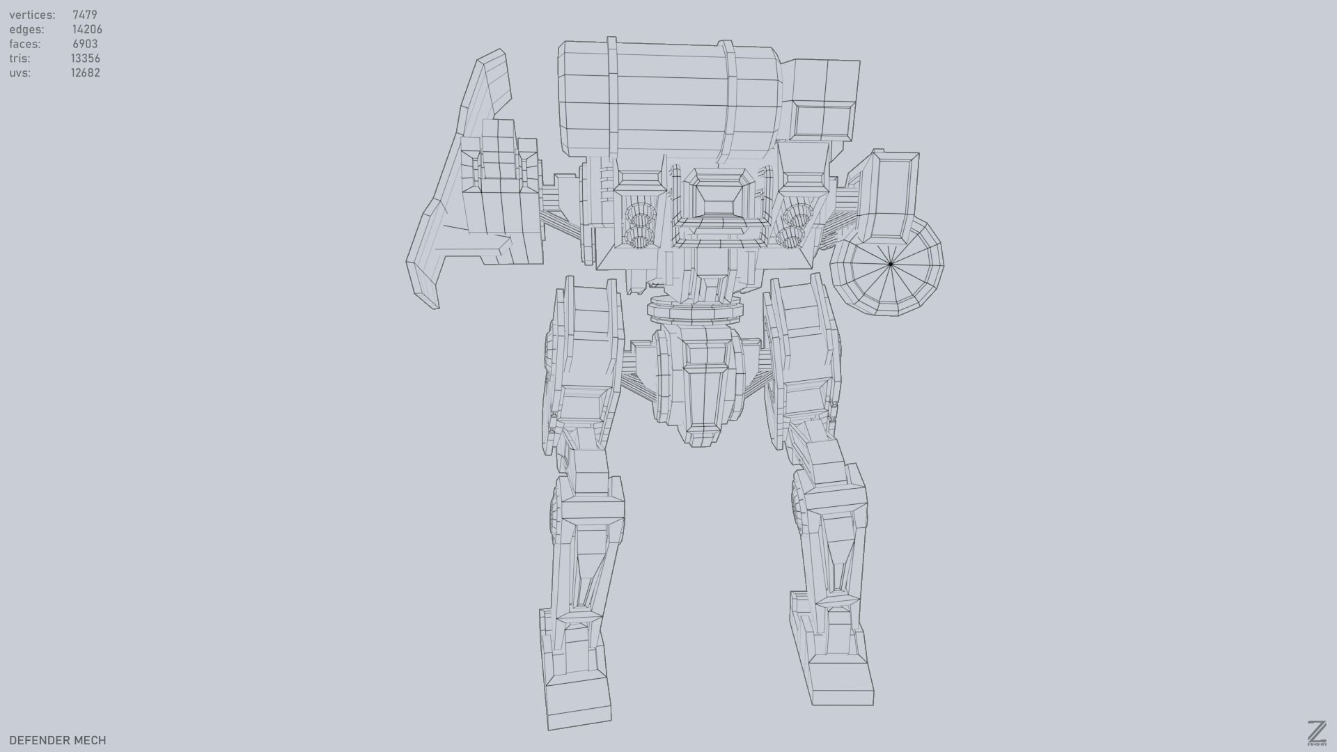 Defender Mech Low-poly 3D model_12