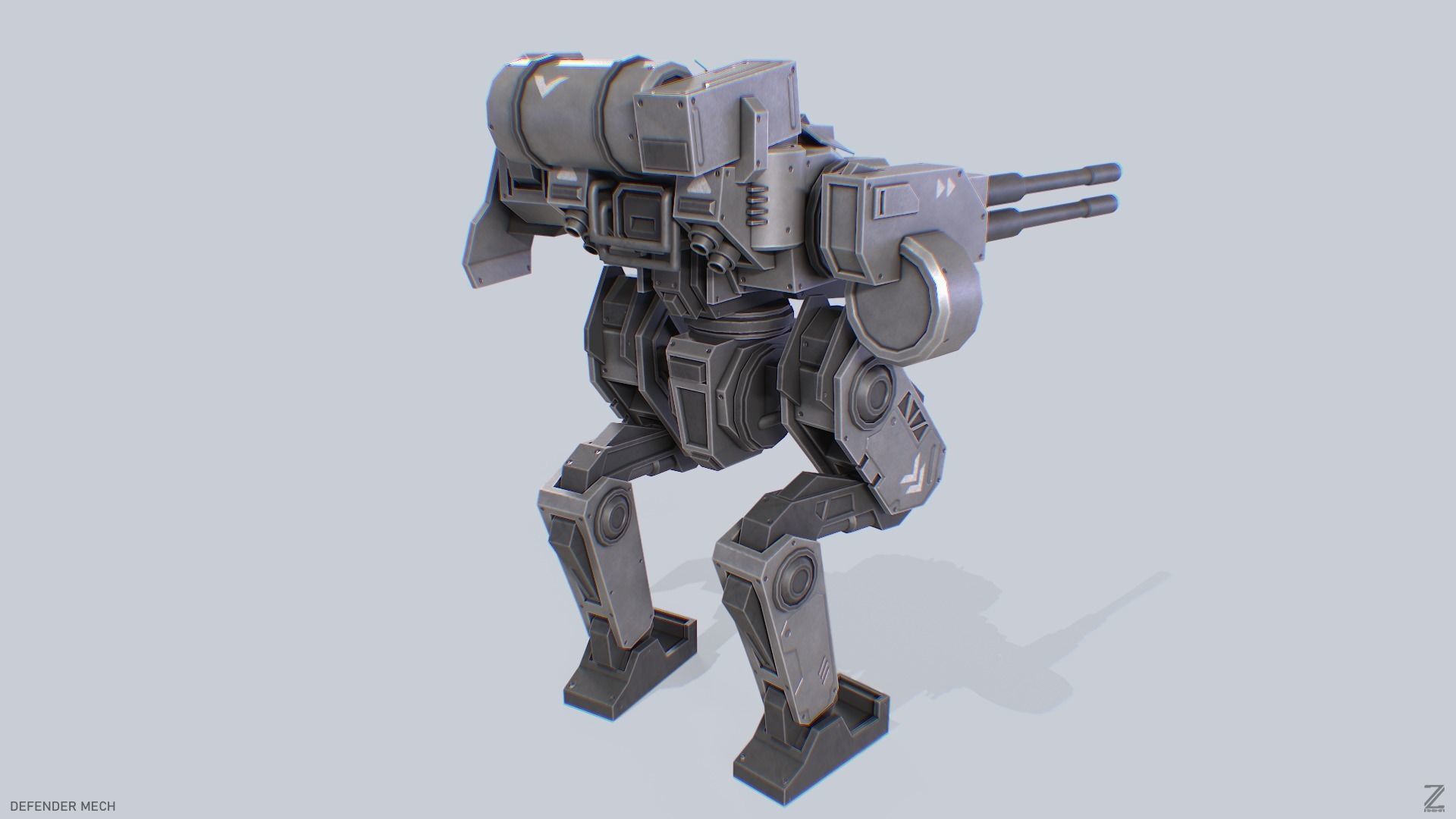 Defender Mech Low-poly 3D model_5