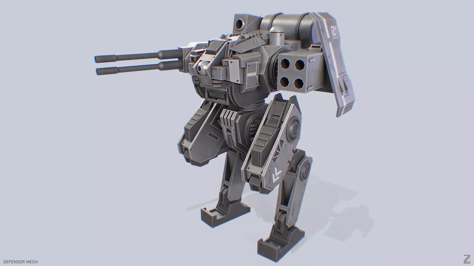 Defender Mech Low-poly 3D model_0