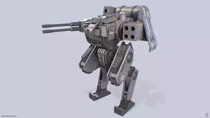 Defender Mech Low-poly 3D model