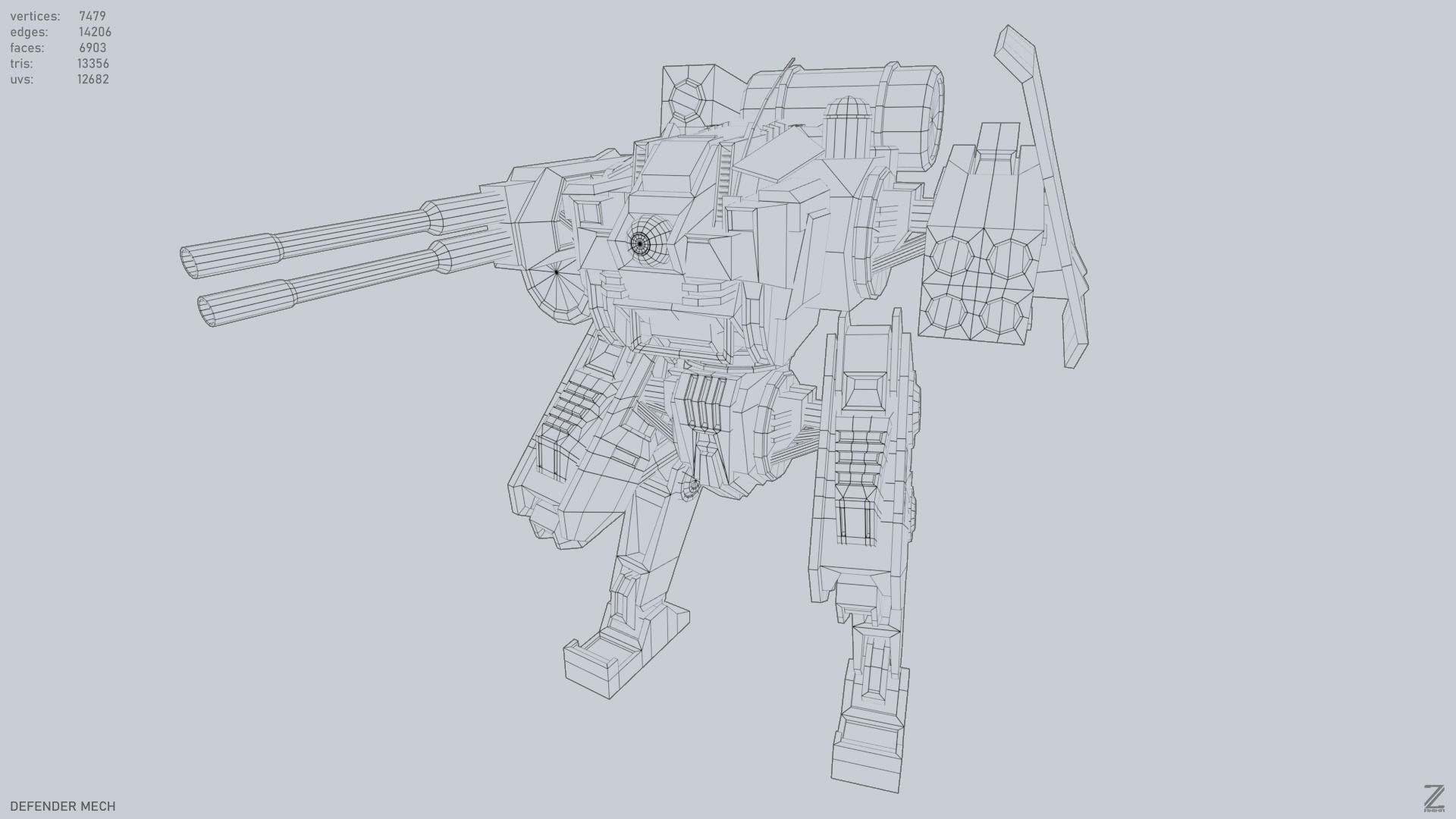 Defender Mech Low-poly 3D model_9