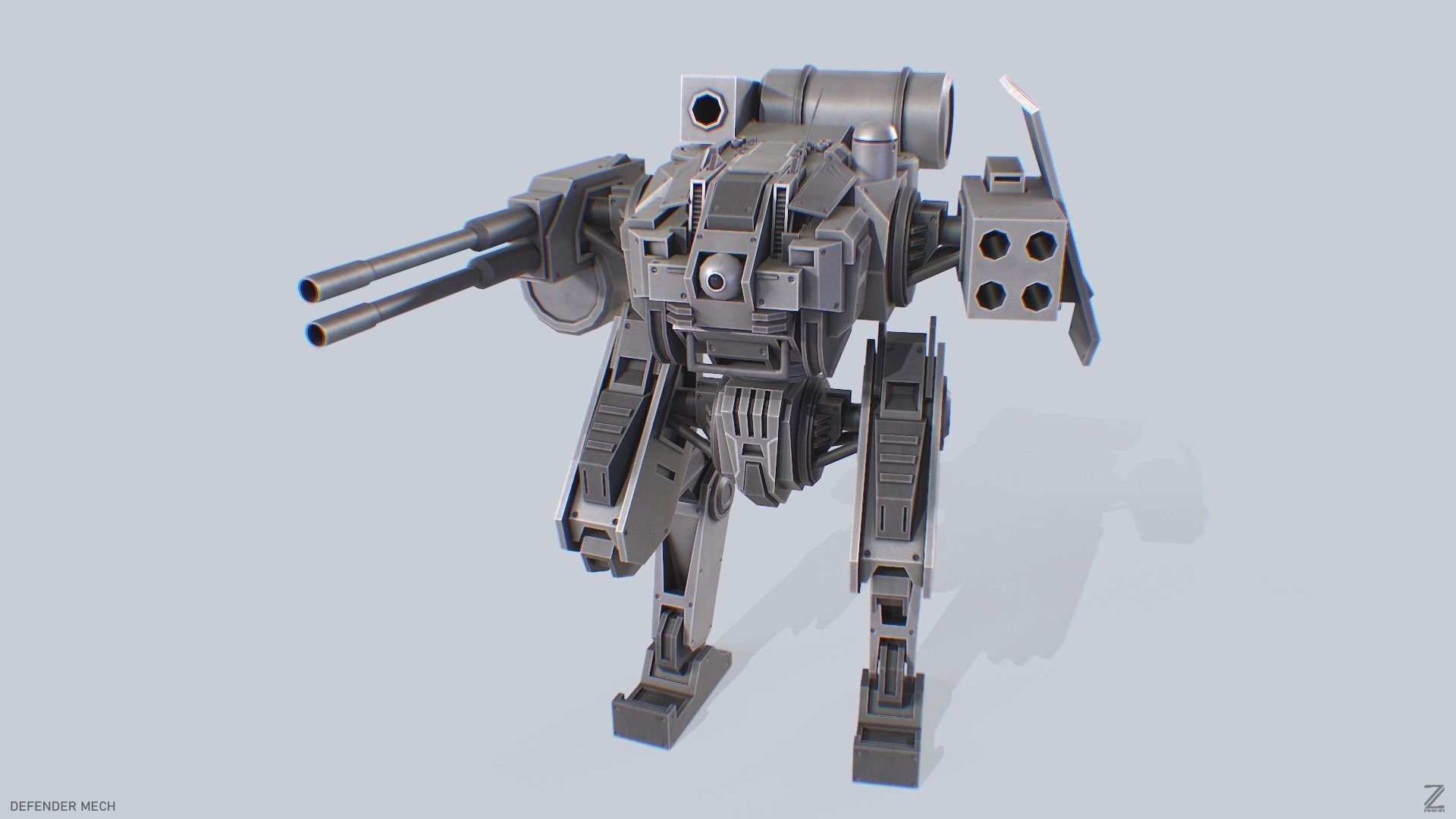 Defender Mech Low-poly 3D model_7