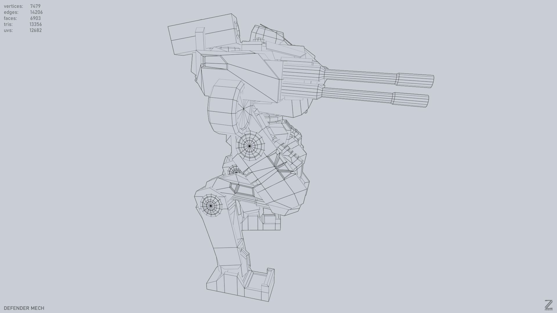 Defender Mech Low-poly 3D model_14