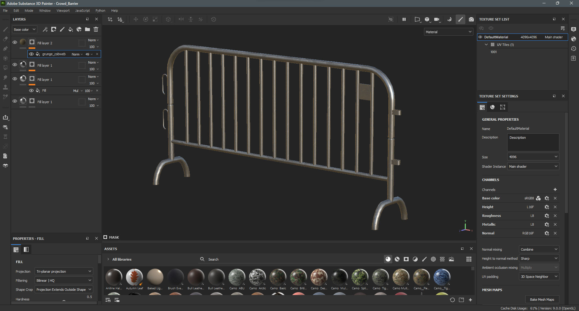 Crowd Barrier Low-poly 3D model_10