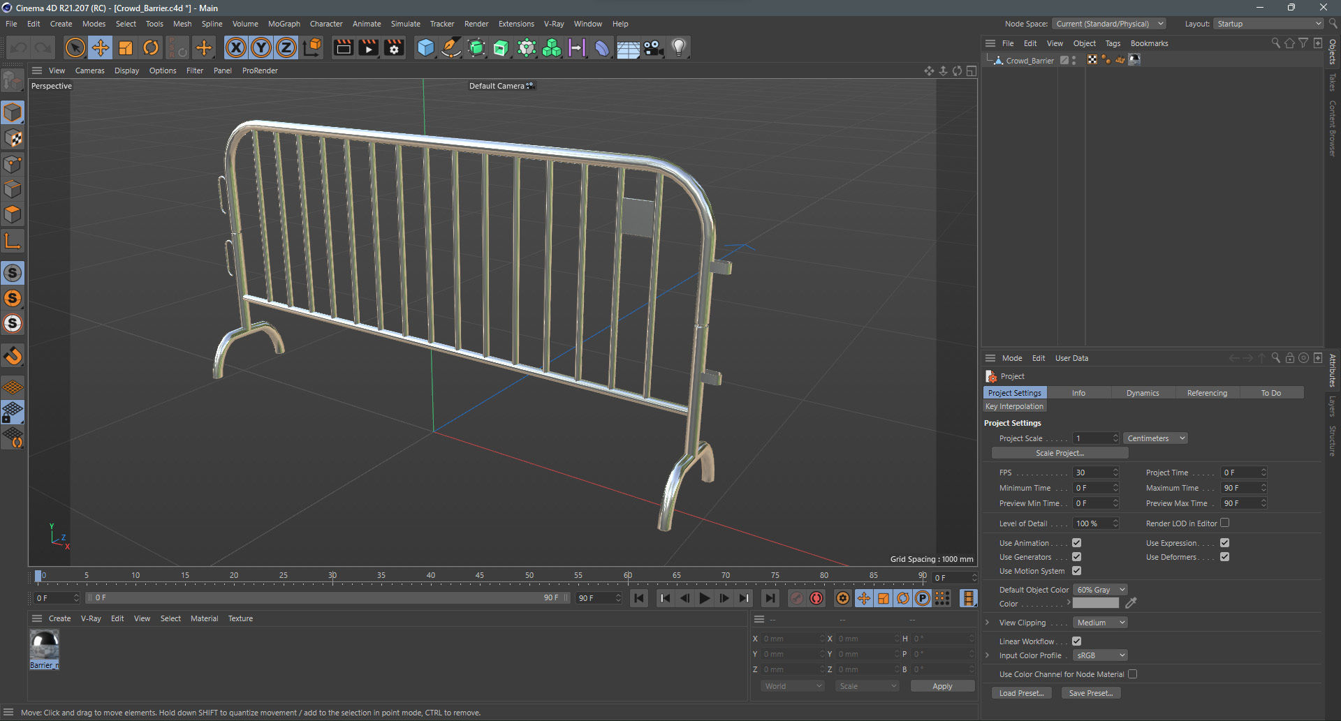 Crowd Barrier Low-poly 3D model_9