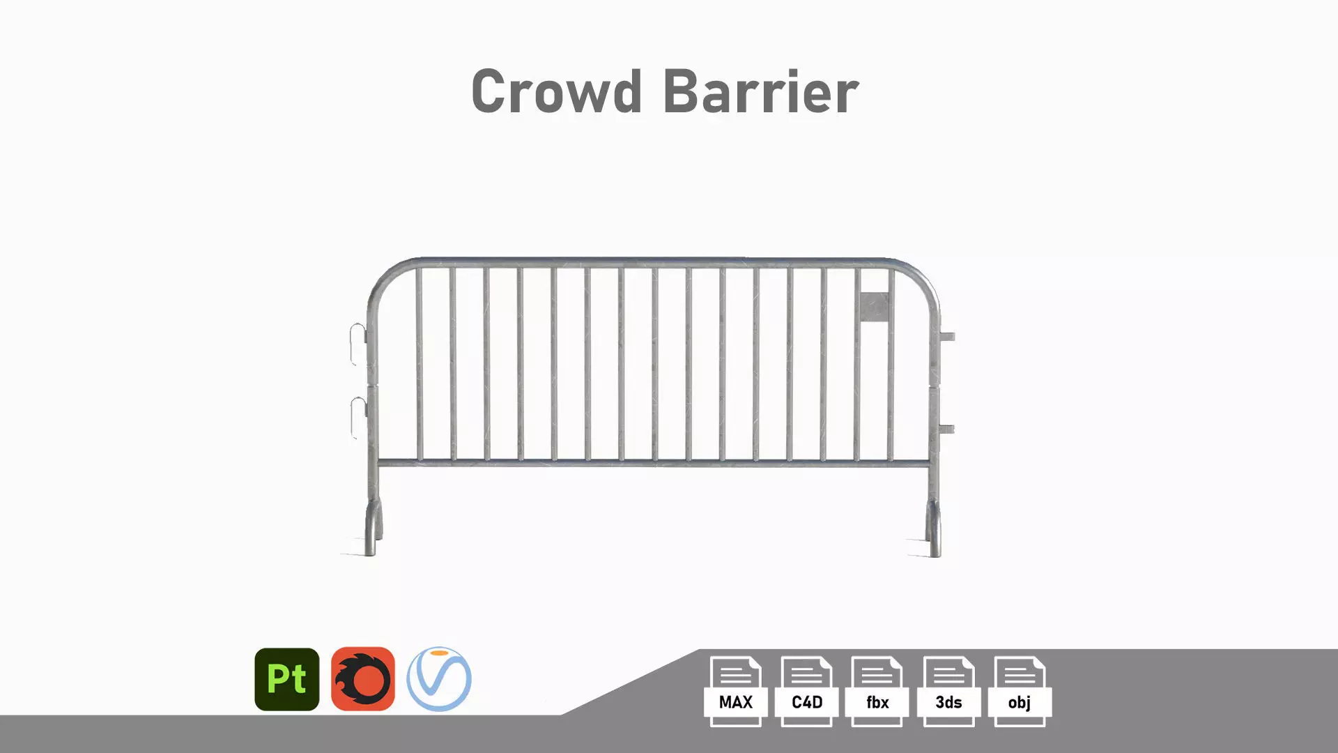 Crowd Barrier Low-poly 3D model_0