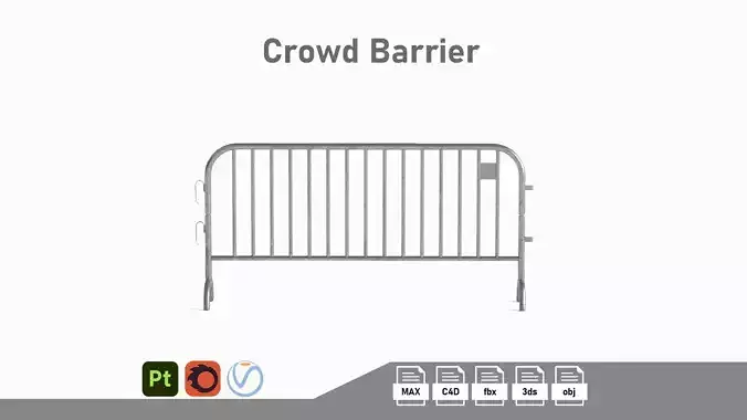 Crowd Barrier Low-poly 3D model