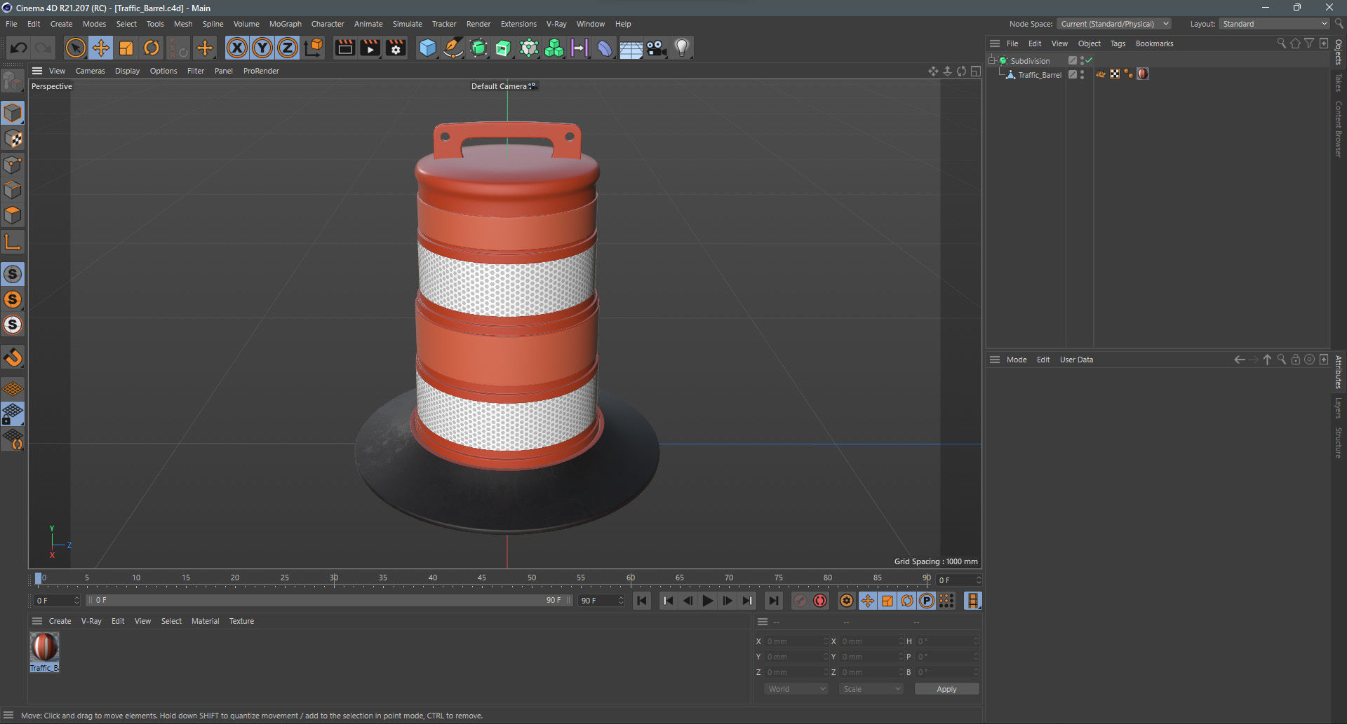 Traffic Barrel Low-poly 3D model_7