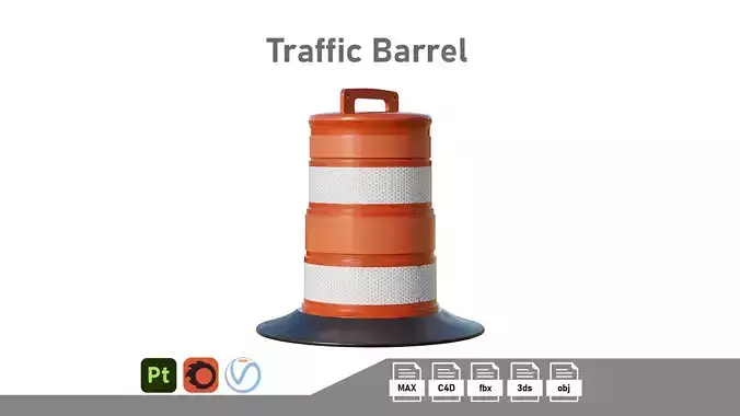 Traffic Barrel Low-poly 3D model