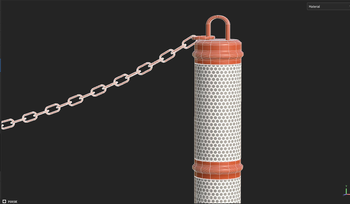 Delineator Posts With Chain Low-poly 3D model_13