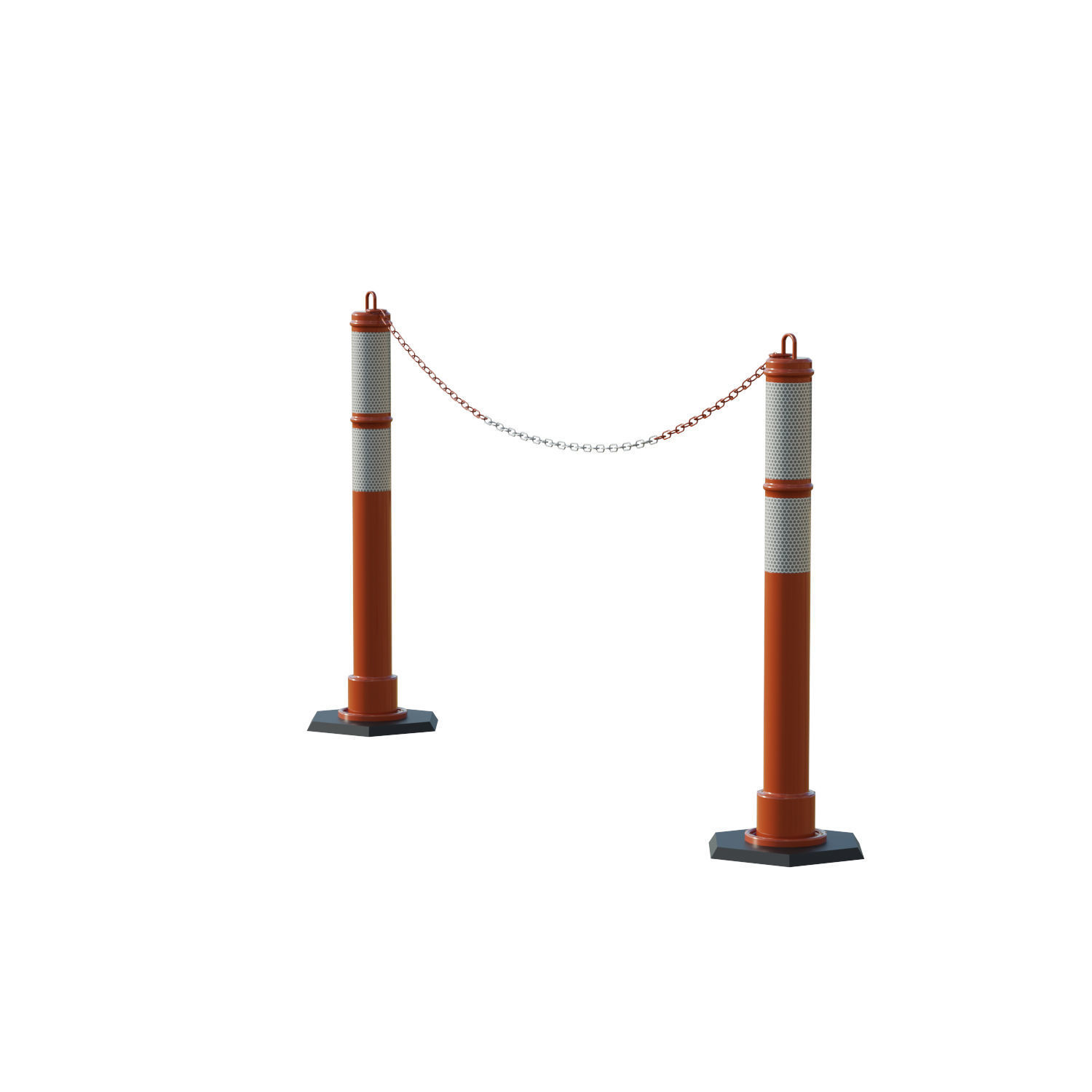Delineator Posts With Chain Low-poly 3D model_4