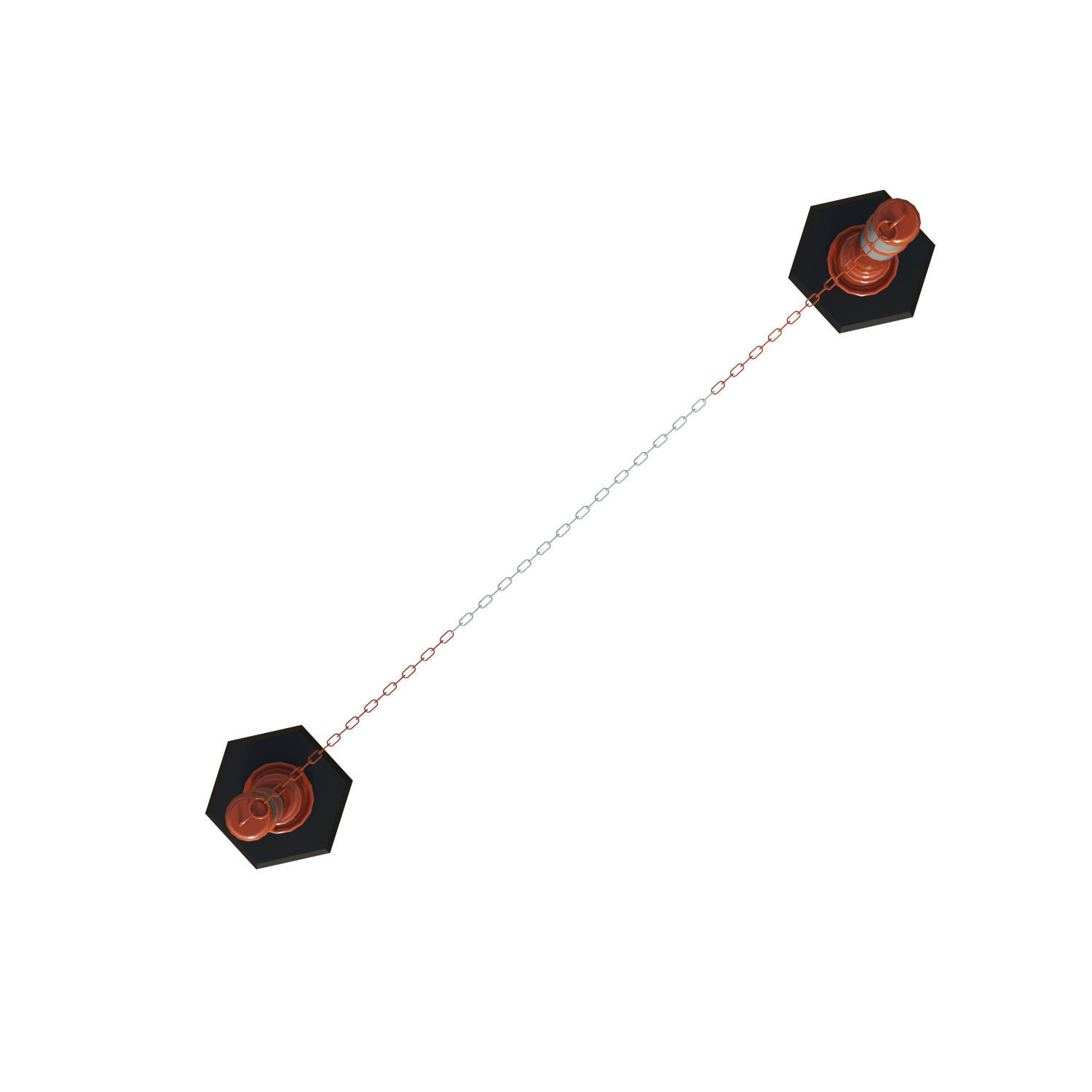 Delineator Posts With Chain Low-poly 3D model_6