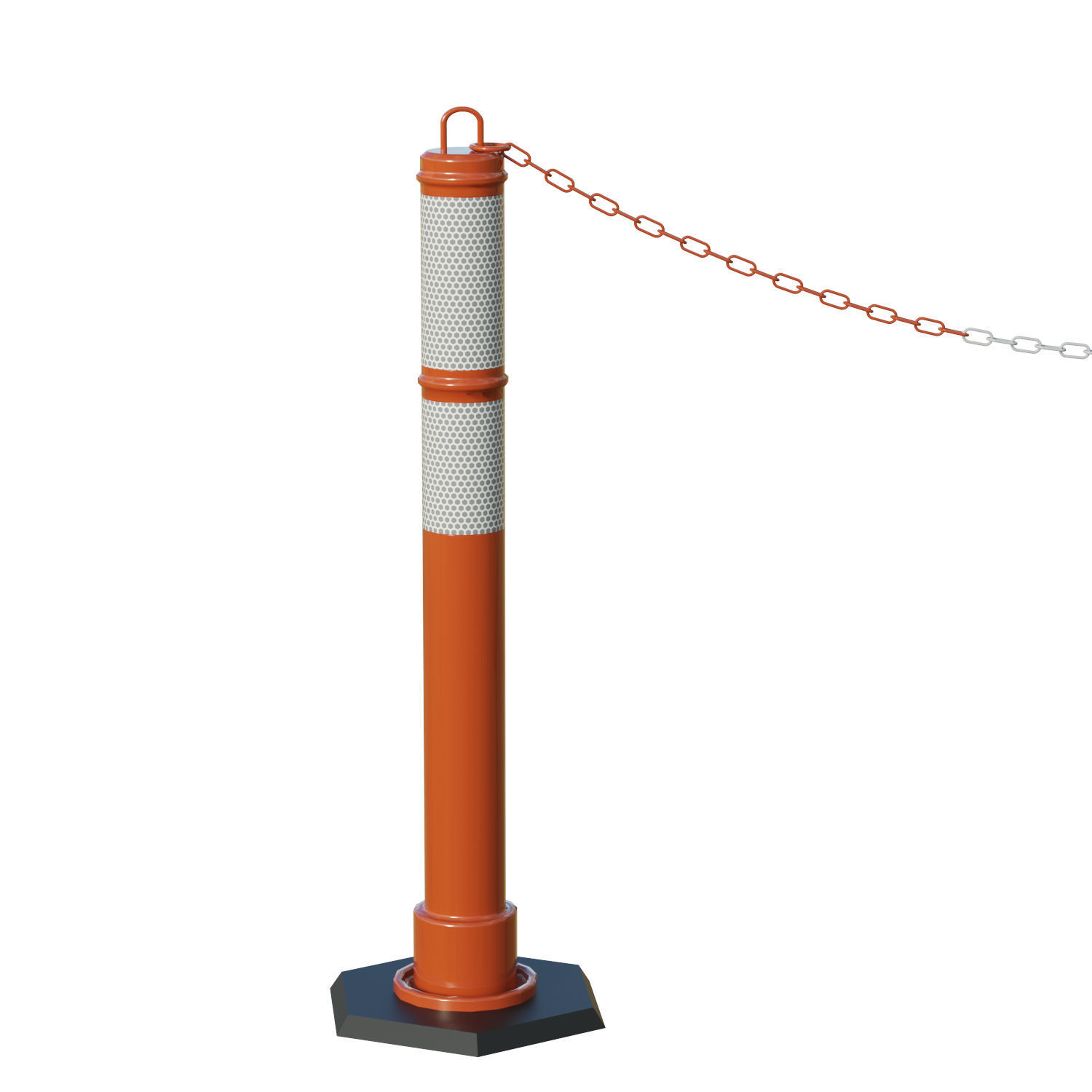 Delineator Posts With Chain Low-poly 3D model_8