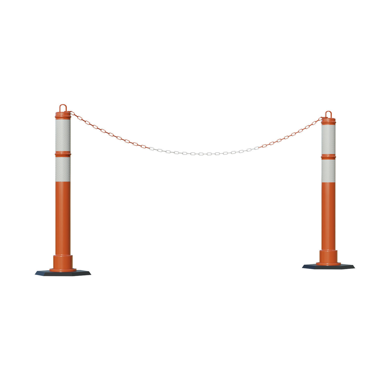 Delineator Posts With Chain Low-poly 3D model_1
