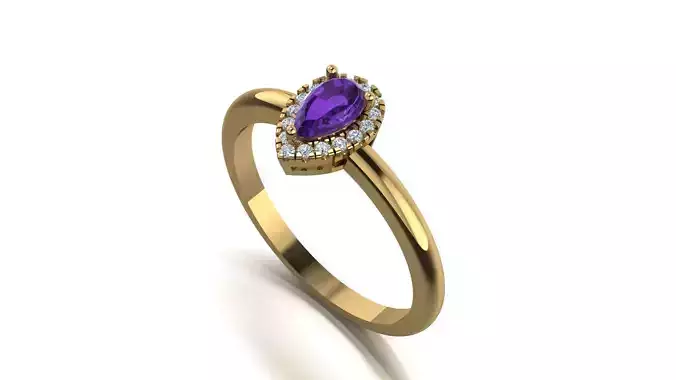 Pear diamond ring 3d model pritable