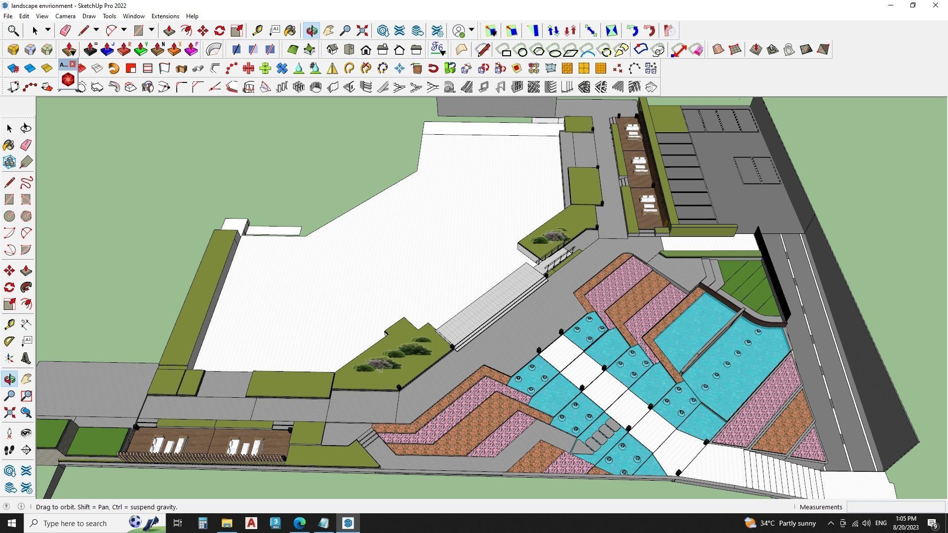 Building entrace outer environment model 3D model_1