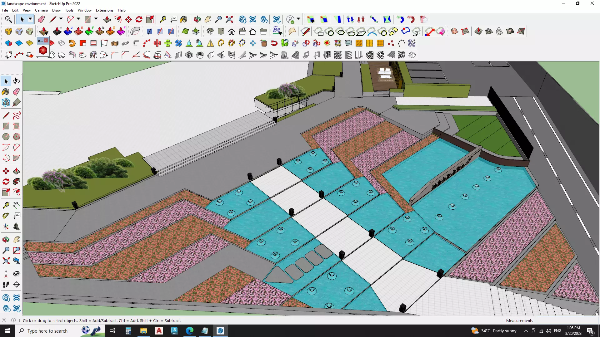 Building entrace outer environment model 3D model_0