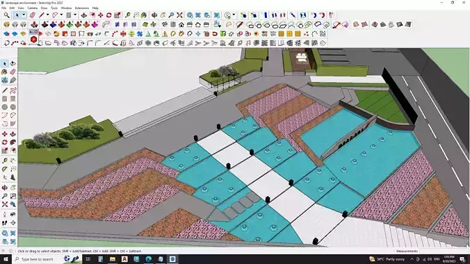 Building entrace outer environment model 3D model