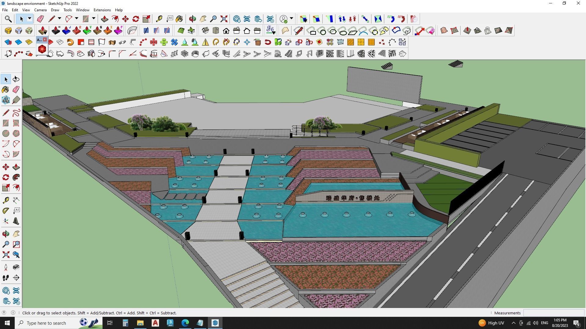 Building entrace outer environment model 3D model_2