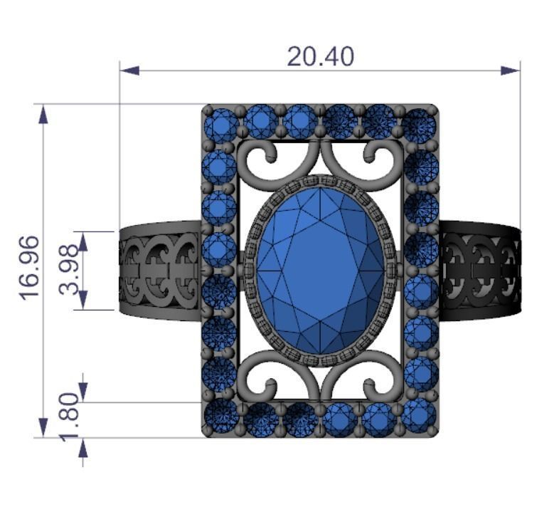 diamond ring Free 3D print model_2
