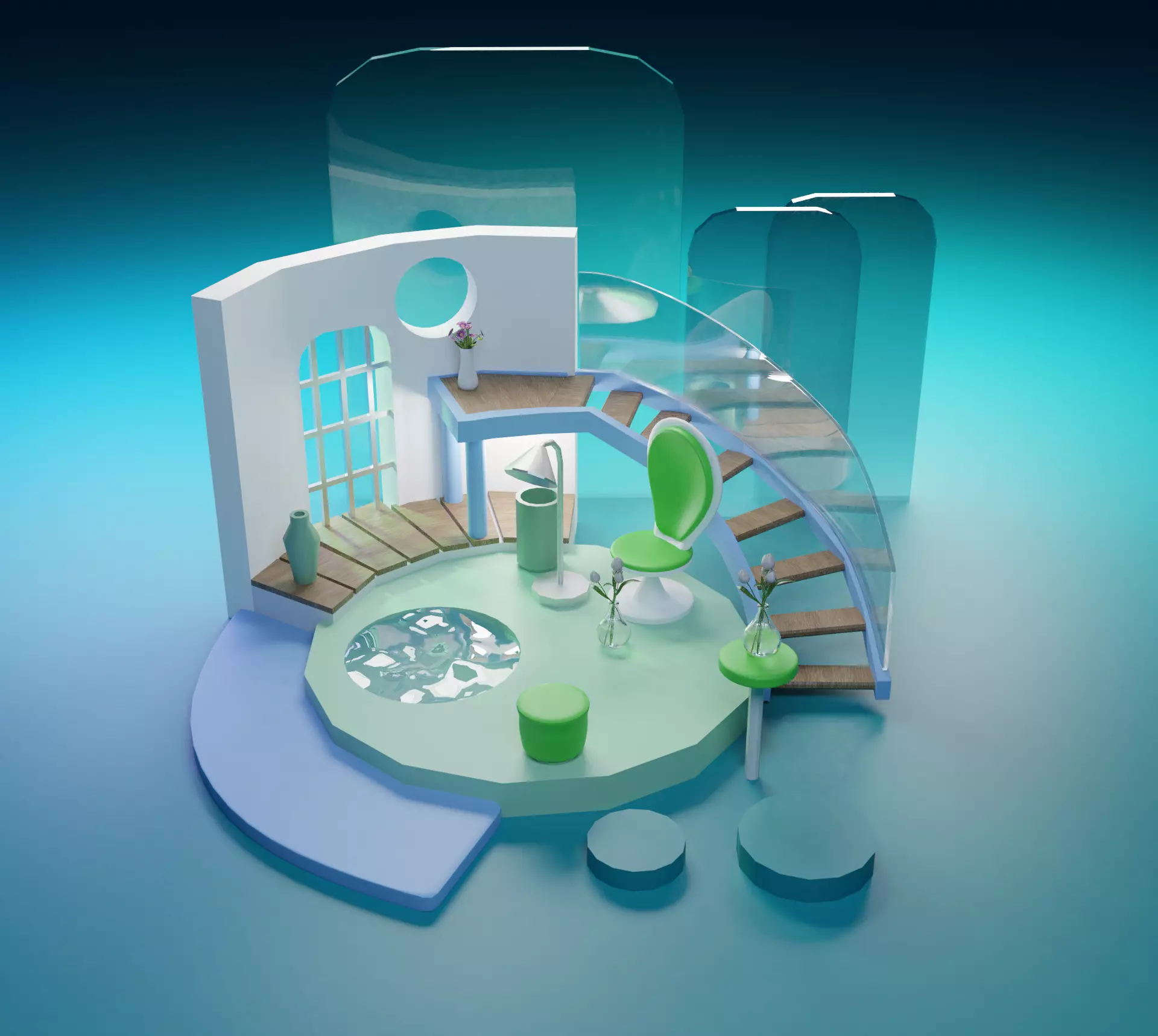 Calm abstract room  3D model_0