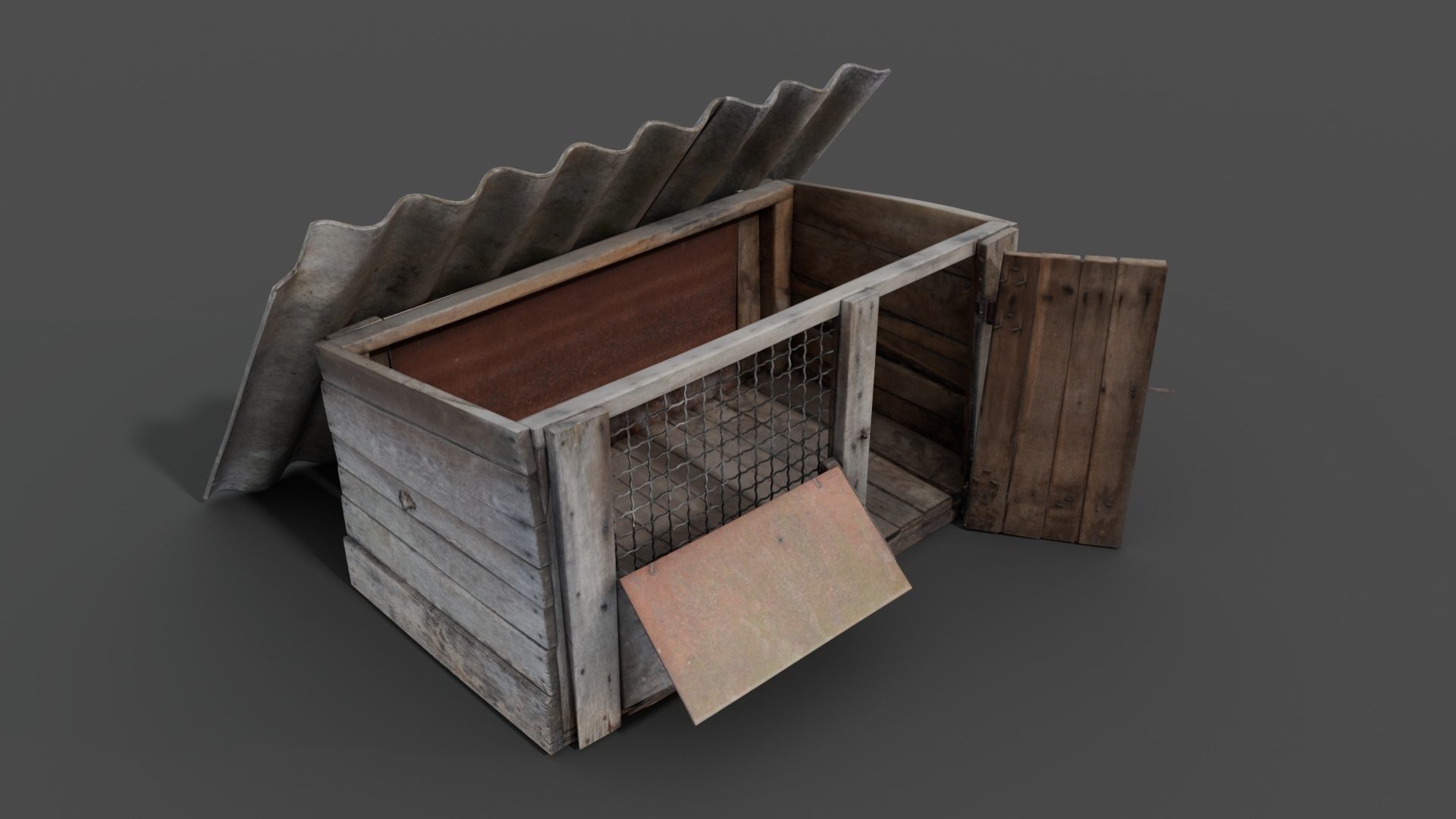 Wooden Cage Low-poly 3D model_12