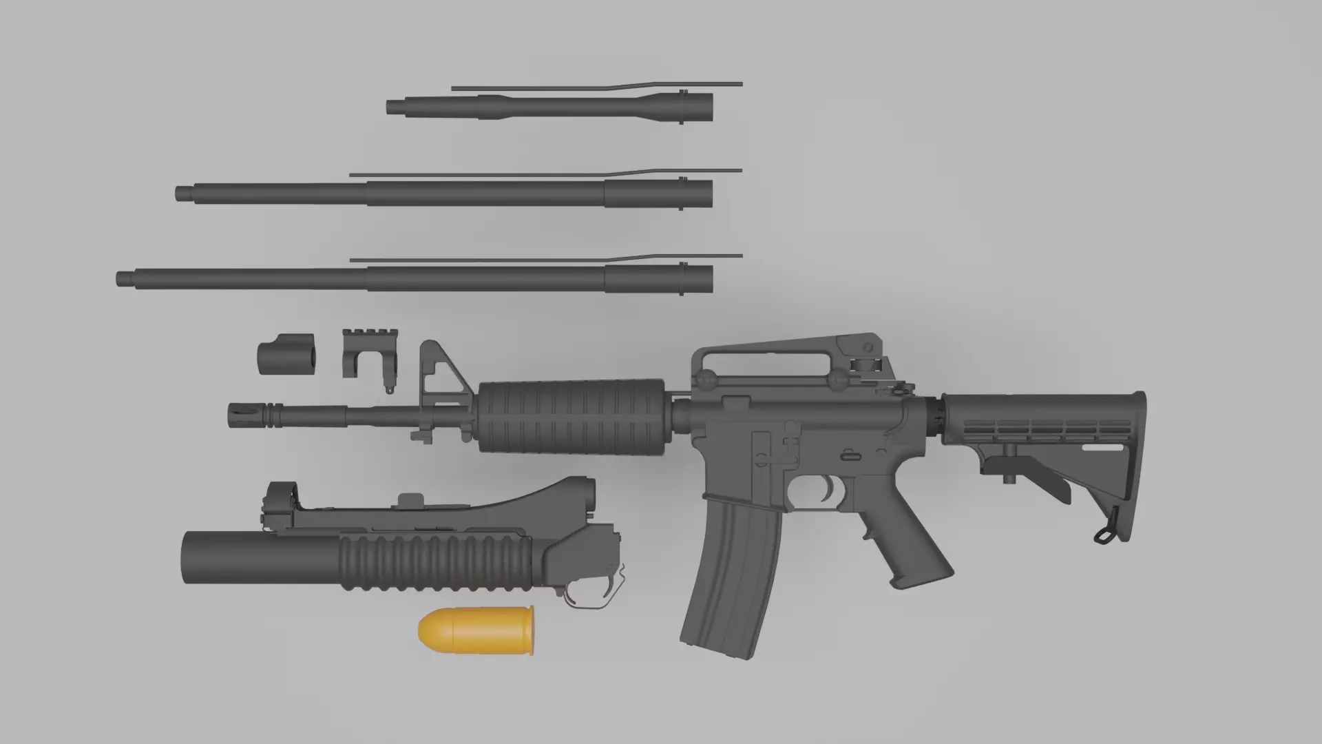 Colt M4A1 Detailed Model - Game optimized Low-poly 3D model_0