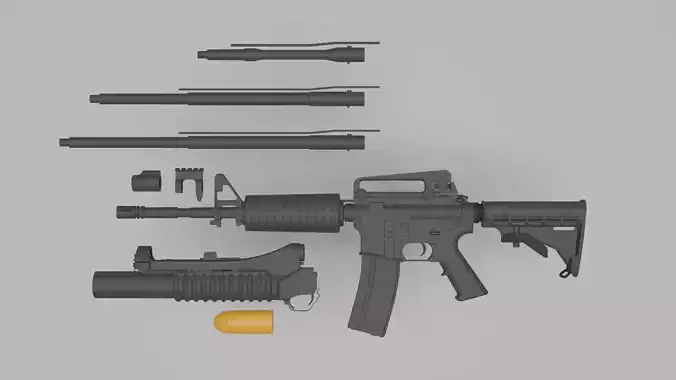 Colt M4A1 Detailed Model - Game optimized Low-poly 3D model