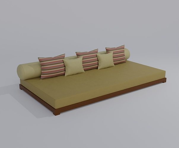 Large Sofa With Short Legs Low-poly 3D model
