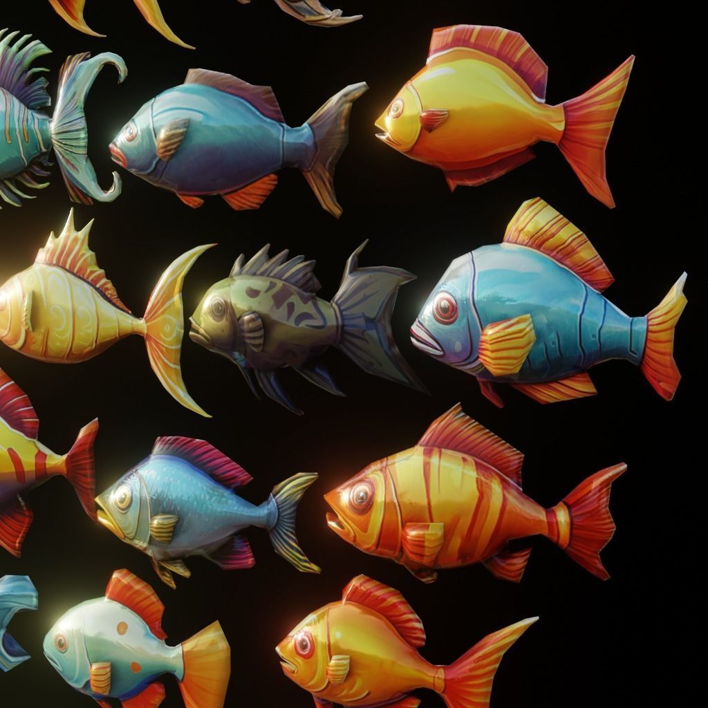 Stylized Fish Pack Low-poly 3D model_3
