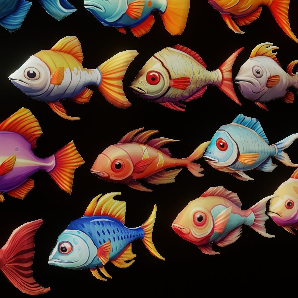 Stylized Fish Pack Low-poly 3D model_2
