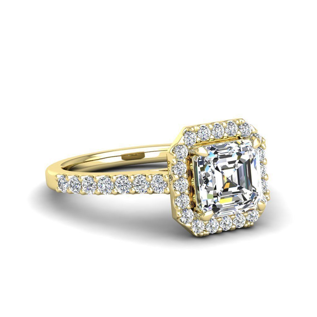 Luxury Engagement Diamond ring ascher 3D print model_19