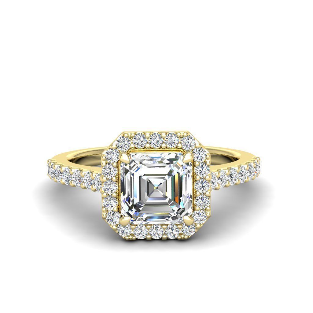 Luxury Engagement Diamond ring ascher 3D print model_20