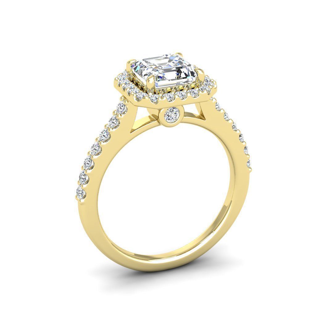 Luxury Engagement Diamond ring ascher 3D print model_9