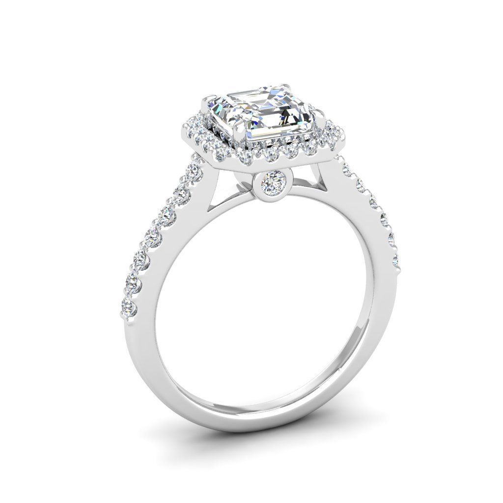 Luxury Engagement Diamond ring ascher 3D print model_6